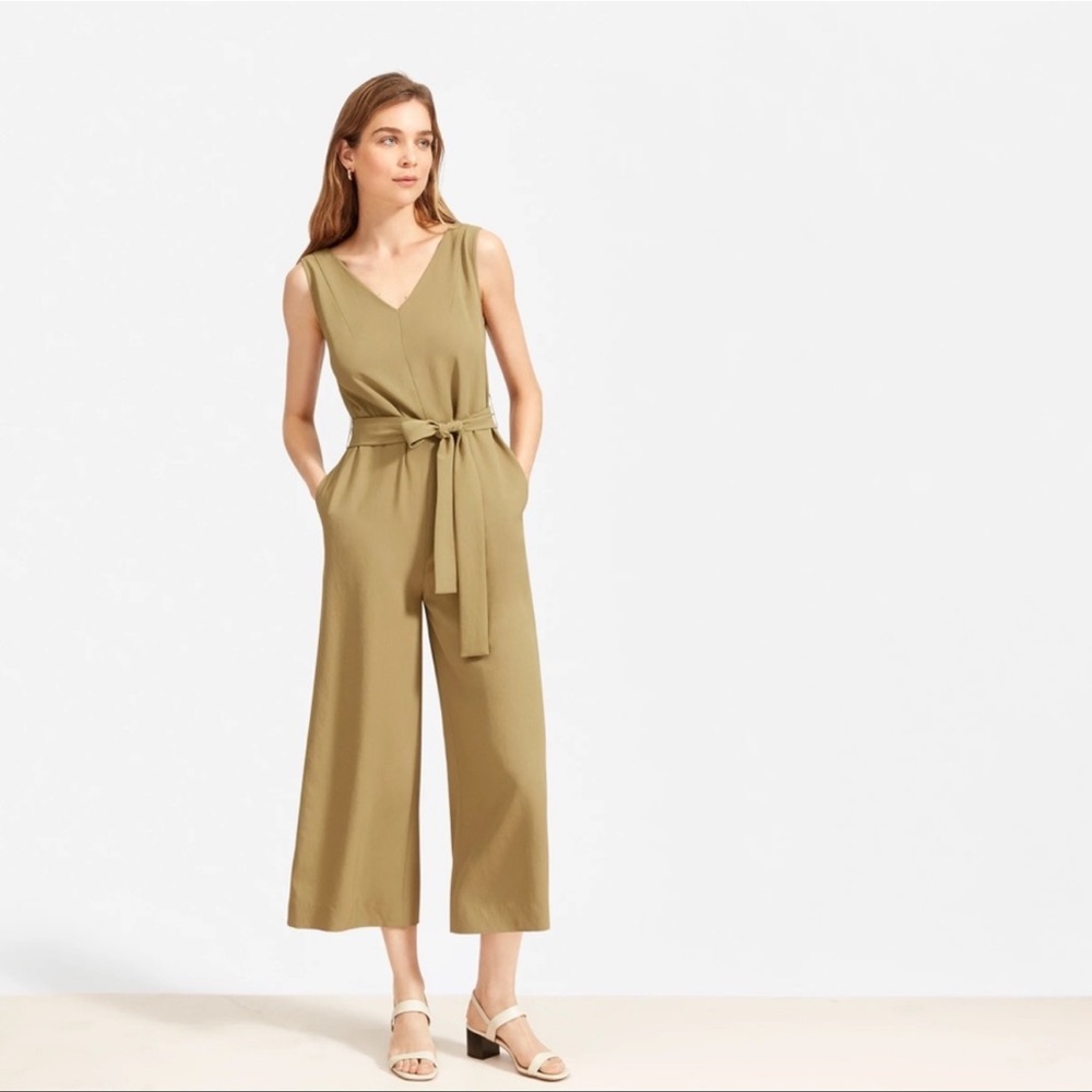 NWT Everlane The Japanese GoWeave Essential Wide Leg Jumpsuit in Green